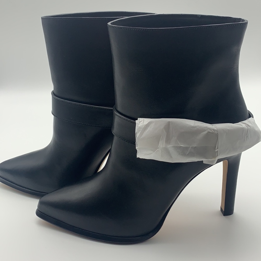 PAIGE Black Leather High Heel Ankle Boots
